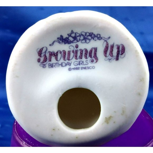 Vintage Enesco Giftware Brunette Kid 1 Birthday Girl Growing Up Girls 1982 - Picture 8 of 9